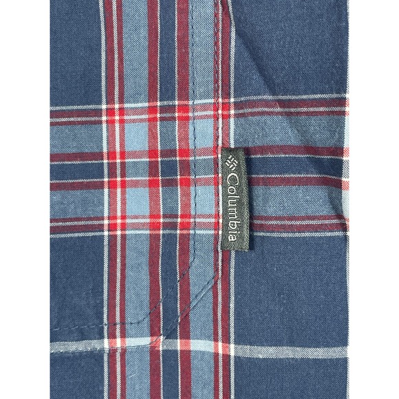 Columbia Men's Blue Red Plaid Button Up Shirt Size L - Picture 8 of 9